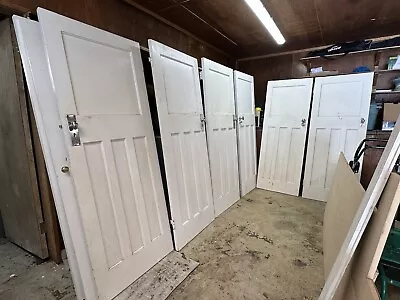 6 Original 1930s Solid Wood 4 Panel Internal Doors Old Vintage • £45
