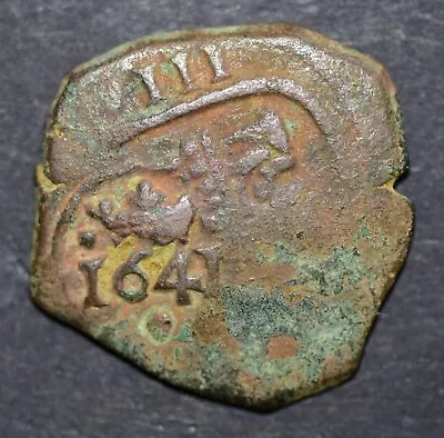 1641 Spain 8 Maravedis Felipe IV Copper Coin FREE SHIPPING • $1.99
