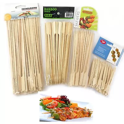 £4.29 • Buy 50 Bamboo Skewers Paddle BBQ Barbecue Flat Sticks Grill Kebab Shish Fruit Fondue
