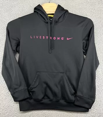 Nike Therma Fit Livestrong Hoodie Men's Small S Black Pink Swoosh Logo Pullover • $19.46