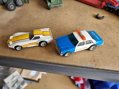 Matchbox Race And Chase Corvette And Police Car Slot Cars • £12.50