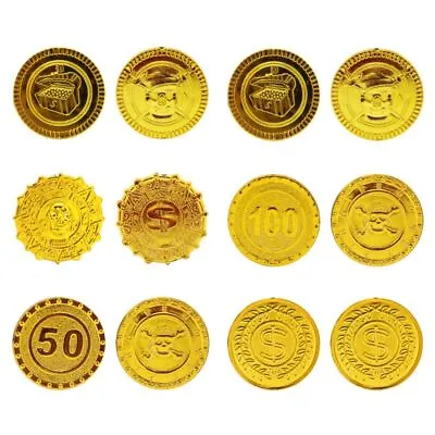 100pcs Gold Plated Coins Pirate Treasure Game For Play Money Halloween Party Pro • $16.40