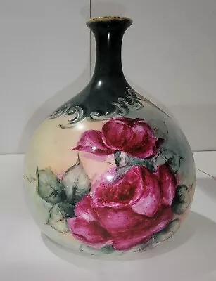 Antique Hand Painted Rose Vase • $19.99