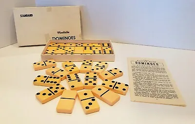 Vintage Puremco No. 616 Standard Marblelike Dominoes Ivory W/ Box & Instructions • $15.95