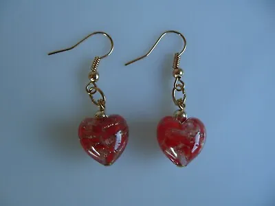 Earrings From Original Murano Glass Jewelry Glass Heart UNIQUE Handmade Art New • $18.62