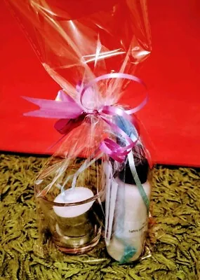 Valentine's Day - Hand Blended Massage Oil Lotion And Glass Tealight Set • £4