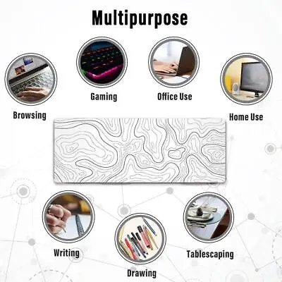 Topographic Mouse Pad Mat Gaming Large Long Extend Big Black/White Mousepad M5N9 • $17.79