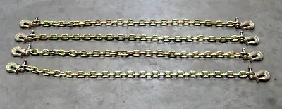 (4) 3/8 X 7' Grade 70 Transport Chains - MADE IN USA. With GR80 TWIST-LOCK HOOKS • $183.99