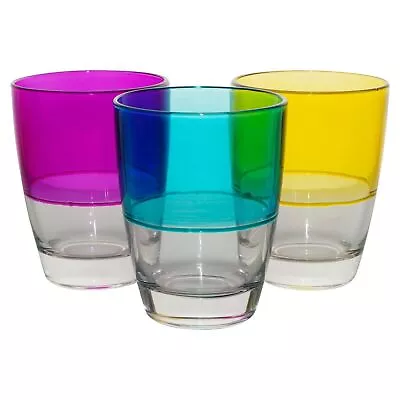 Multi Colored 3 Or 6 Tumbler Water Cocktail Juice Drinking Glasses Cups 11oz • £1.99