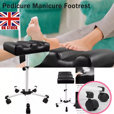 Pedicure Manicure Footrest Adjustable Stool Chair W/Wheels SPA Salon Equipment • £39.09