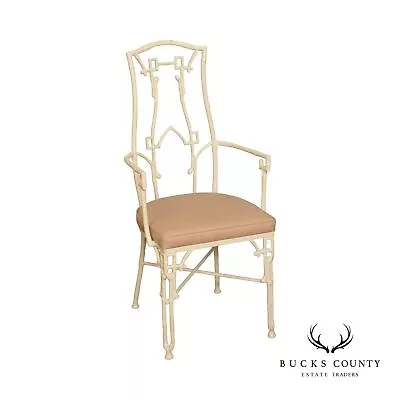 Hollywood Regency Metal Faux Bamboo Arm Chair • $295