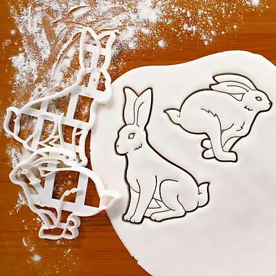 Set Of 2 Hare Cookie Cutters - Jackrabbit Ears Rabbit Woodland Wildlife Animal • $22.47