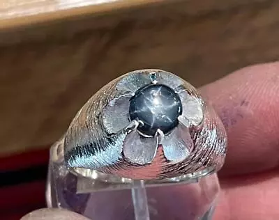 2.435 Ct Blue Star Sapphire .925 Sterling Silver Mens Claw Ring Sz 10.75 10 Gr • $95