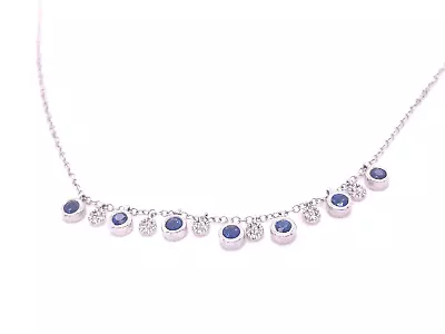 14k White Gold Sapphire Diamond Necklace • $795