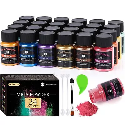 CHANGTIKEJI Mica Powderï¼Œ24 Colors - 10g/Bottle Of Natural Pigment Powder For • $14.16
