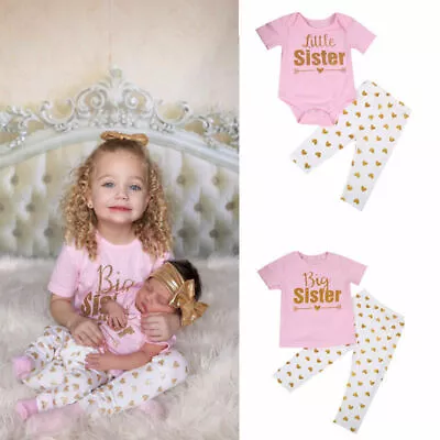 £11.99 • Buy Newborn Kids Baby Girls Matching Sister Romper Shirt Tops+Pants Clothing Outfit