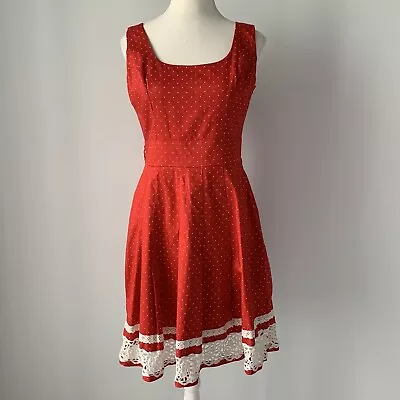 REVIEW Women's DRESS Size 10 - Red Polka Dot Sleeveless • $34.95