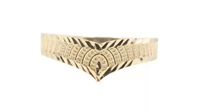 $154.95 • Buy Women's  V  High Shine 14KT Yellow Gold Diamond Cut & Microbead Ring Size 8.5
