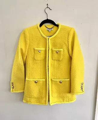 NWT J Crew Sz 0  Ripe Quince Yellow Long Lady Jacket In Wool Blend Boucle BM556 • $150