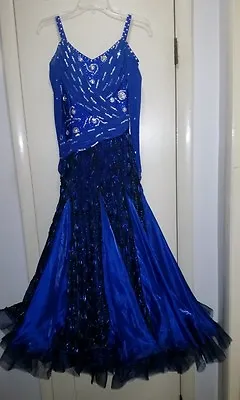 $975 • Buy Stunning Royal Blue Smooth Ballroom Gown With Swarovski Rhinestones