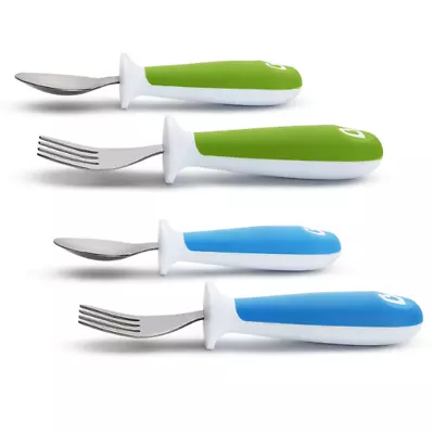 Munchkin 4 Count Raise Toddler Fork And Spoon Blue/Green- Pack Of 4- Blue Green • $14.99