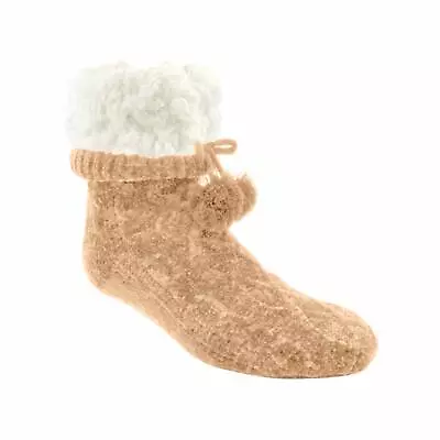 Pudus Adult Chenille Knit Winter Slipper Socks With Grippers & Fleece Lining • $18.99