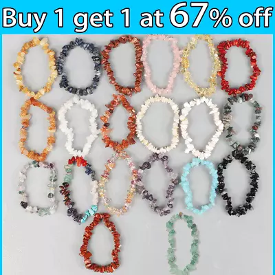 Crystal Gemstone Bracelet Bead Chakra Natural Stone Stretch Reiki Jewellery Gift • £3.43