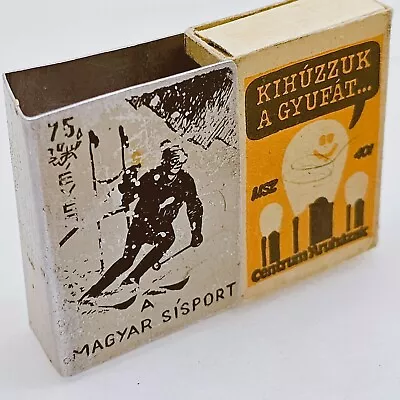 Vintage Match Holder W Matchbook W Ski Advert 1970's Hungary • $2.99