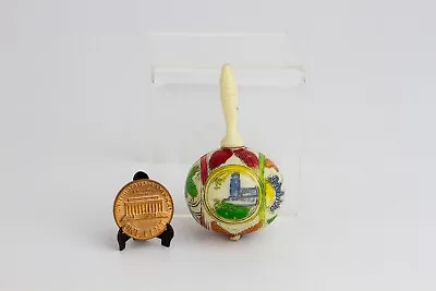 Vintage Miniature Celluloid Plastic Baby Rattle Maracca Doll Nursery Display • $10.99