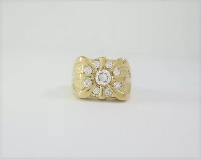 ~ Estate 14k Yg Mens Belcher Cluster  Diamond Ring  1.16tdw Appraised $4974 • $2125