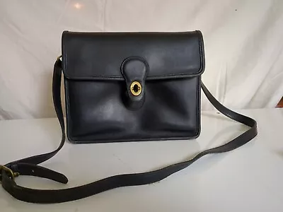 Coach Willis 9927 Vintage 1998 Black Leather CrossBody Flap Handbag Satchel • $55