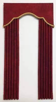 Dark Red  Elegant  Dollhouse Curtains -1:12 Scale • $19.95