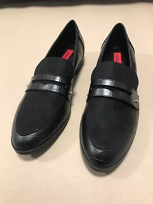 London Rebel Low Heel Shoes Loafers Black EU 41 UK 8 • £17.99