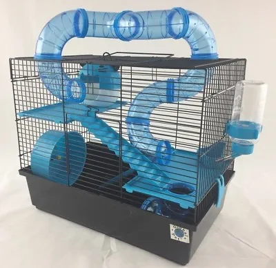 Bernie Large Dwarf Hamster Small Pet Cage 3 Tier With Tubes - Blue Or Pink • £39.99