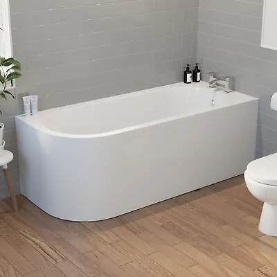 £319 • Buy Modern Bathroom 1700 J Shape Right Hand Bath Front Panel Corner Bathtub Acrylic