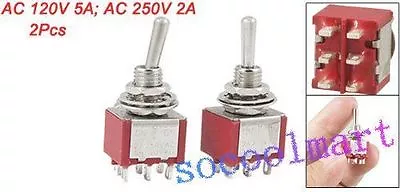 10 Pcs 3 Position ON-OFF-ON DPDT Toggle Switches Red • $9.18