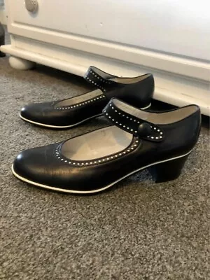 GABOR Dark Navy Blue Leather Mary-Jane Shoes UK Size 5.5. • £23