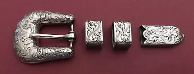 Super RARE Vogt Sterling Silver Old Western 4 Pc Complete Ranger Belt Buckle Set • $850