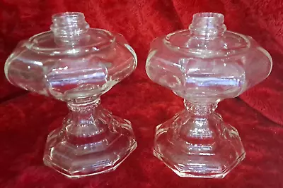 Pair Vintage Hurricane Lamp Bases 9 Inches Tall - Excellent Condition Heavy • $40