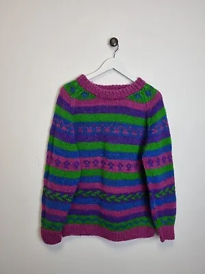 Yetiland Wool Sweater Fair Isle Unisex M Colourful Pullover Handmade Nepal  • $37.29