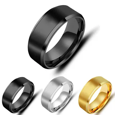 Mens Titanium Stainless Steel Ring Promise Engagement Wedding Ring Band Size7-13 • $3.08