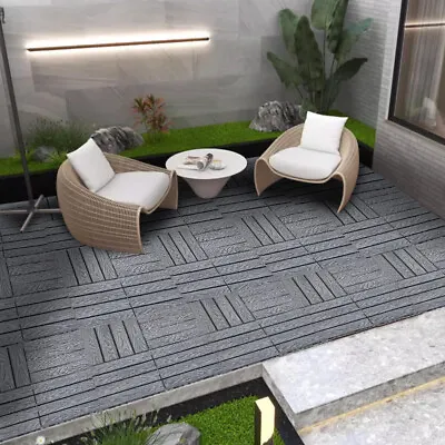 1m² WPC Garden Composite Decking Tiles Interlocking Outdoor Patio Pool Flooring • £42.95