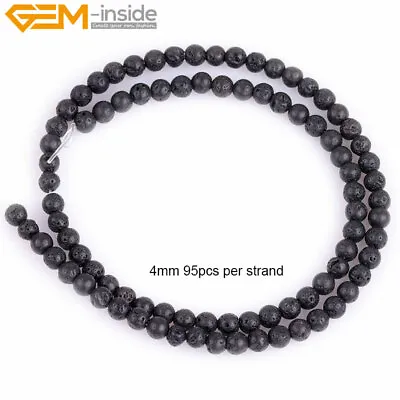 Natural Black Volcanic Lava Rock Round Spong Beads For Jewelry Making 15  UK • £1.98