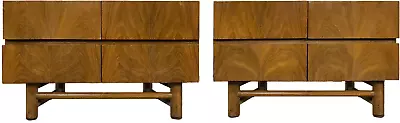 Mid Century Modern Nightstands In Walnut By American Of Martinsville - A Pair • $2500