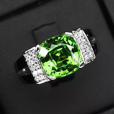 Vivid Green Tsavorite Garnet 7.20 Ct 925 Sterling Silver Handmade Rings Size 8 • $51.27