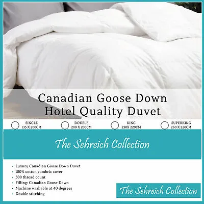  50/50 Canadian Goose Feather & Down Duvet Cotton Cover All Season Togs Sizes • £180