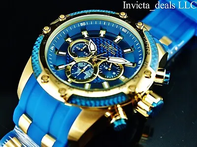 Invicta Men's 50mm SPEEDWAY SCUBA Chronograph Sapphire Blue Gold Tone SS Watch • $85.49