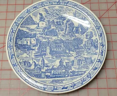 Vernon Kilns Transferware Plate Vintage Blue Arizona 1931-1958 • $14.99