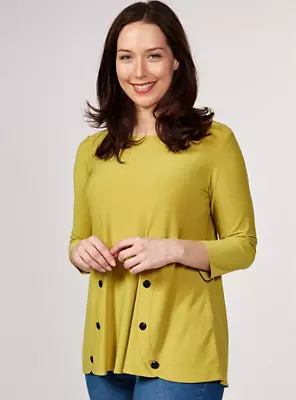 Yong Kim Stretch Jersey Tunic With Button Detail Chartreuse 10 • £49.99