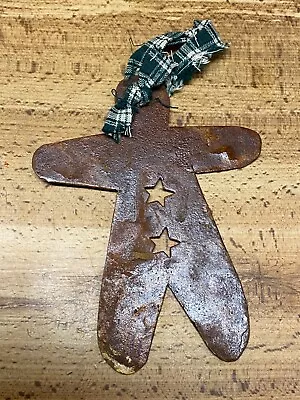 Vintage Rusty Tin Cutout Gingerbread Man Christmas Ornament 5 1/2  • $2.59